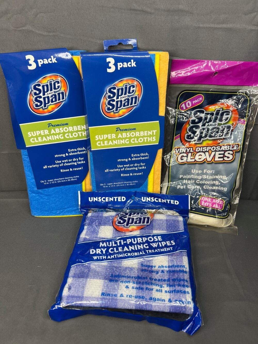 Vintage Lot of 4 Spic & Span Cleaning Towel Packs and Gloves